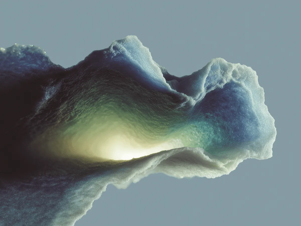 A glowing blue cloud of foam