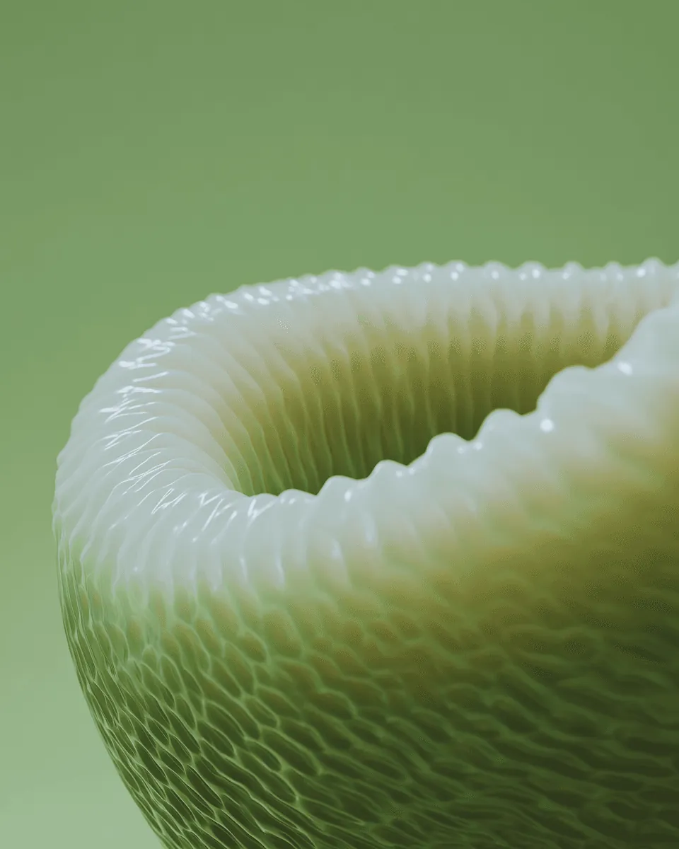 A green ring of folded coral