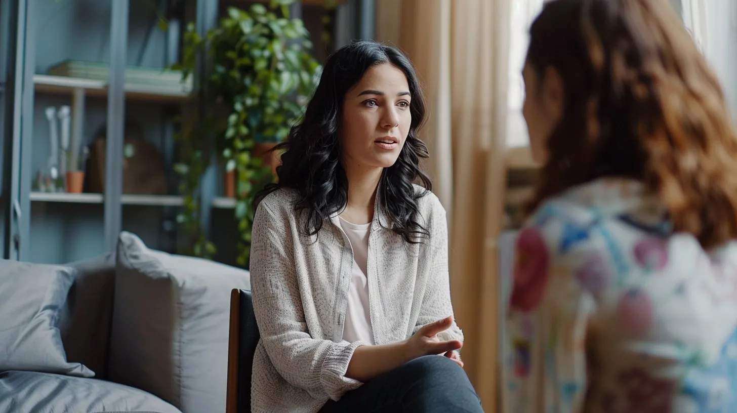 A woman talking with her therapist