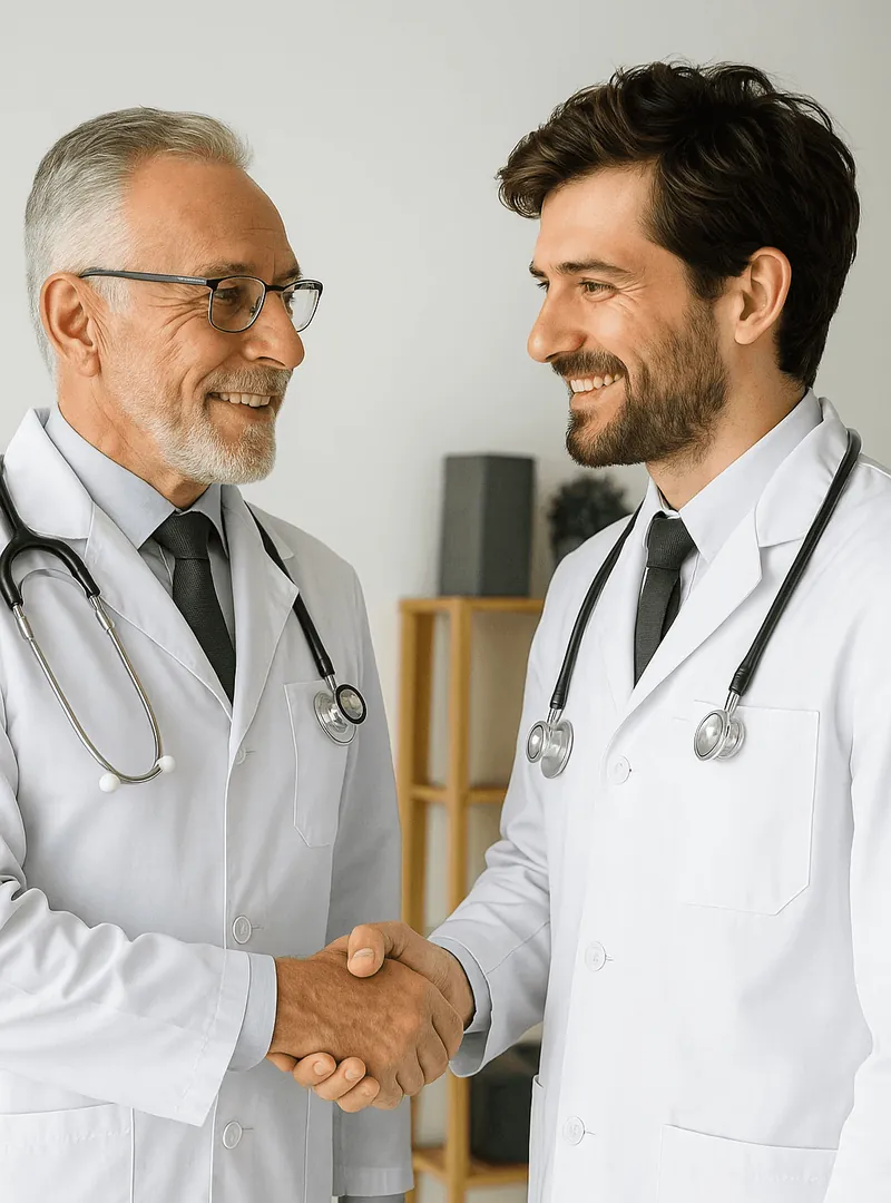 Two doctors shaking hands