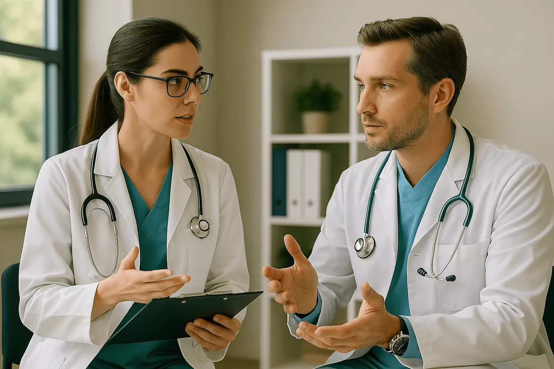 Doctors meeting with a patient
