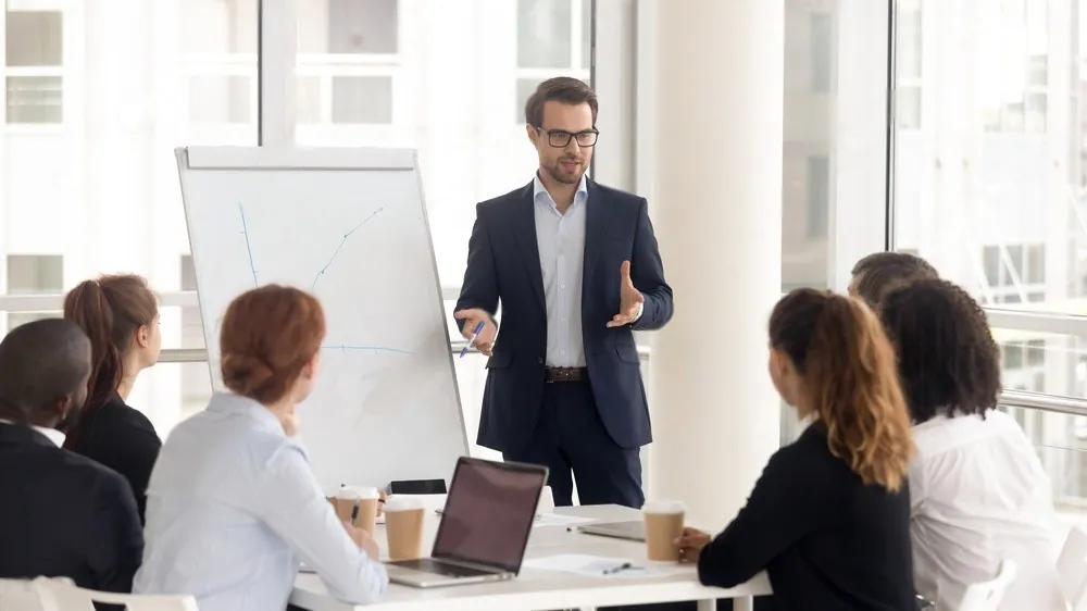 Business people talking in an office