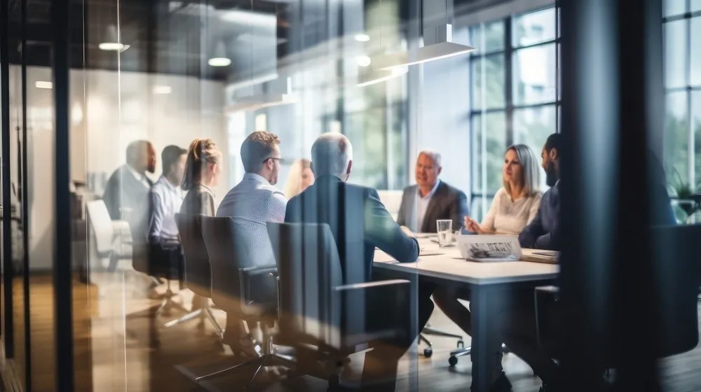 Colleagues in a meeting around a table