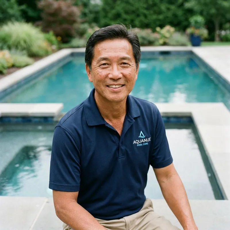 Michael Carter, founder, sitting at the edge of a pool