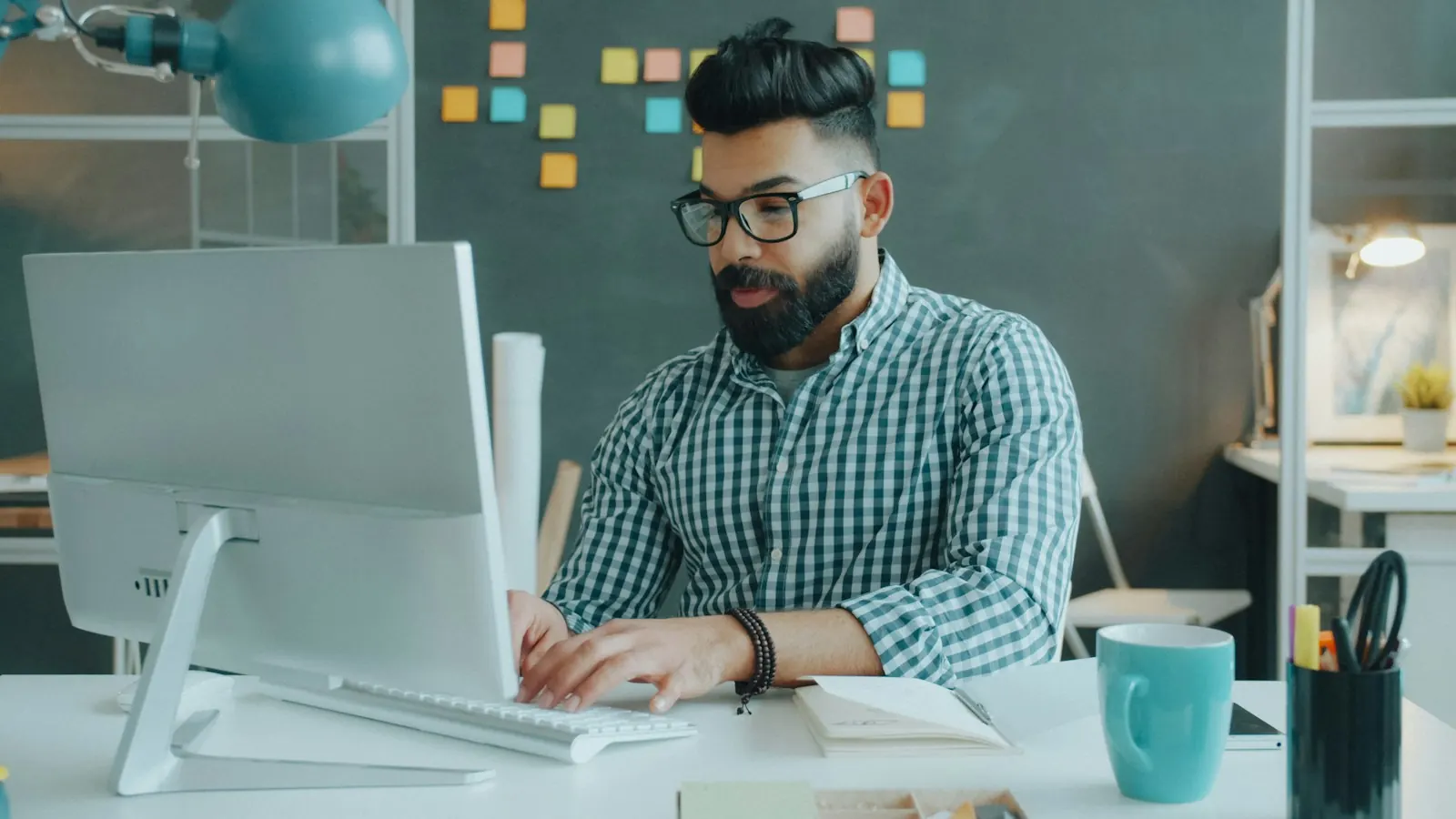 Engineer working at a desk