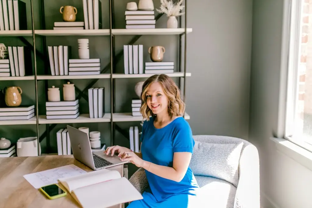 Woman working in a home study