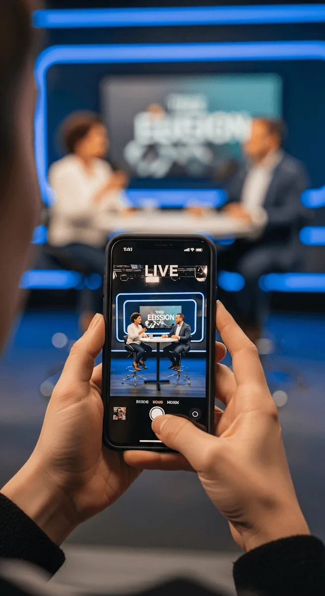 Filming a live studio show on a phone