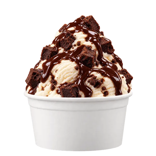 Brownie bliss in a plain white cup