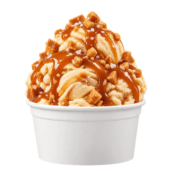 Caramel crunch in a plain white cup