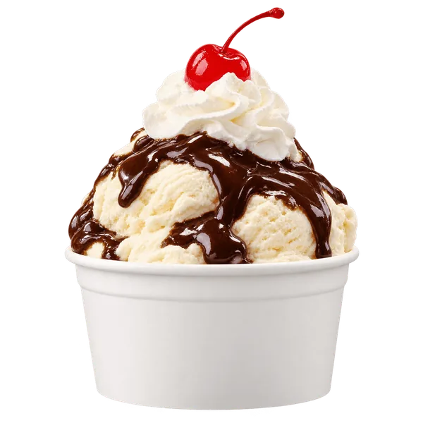 The Dollop sundae in a plain white cup