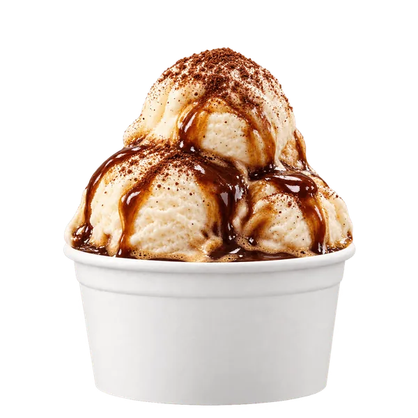 Espresso affogato in a plain white cup