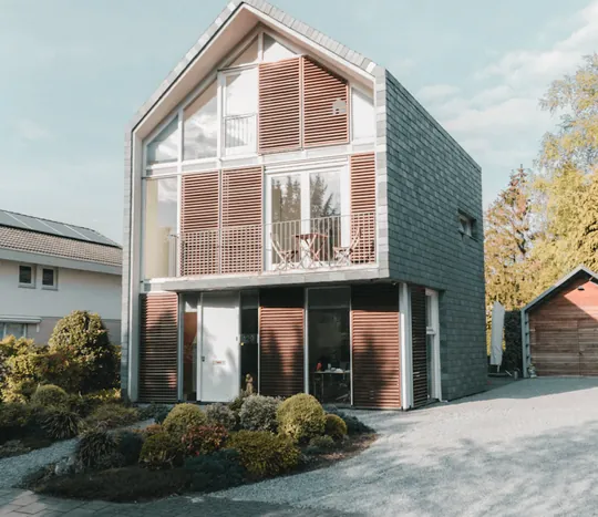 A house with wooden shutters