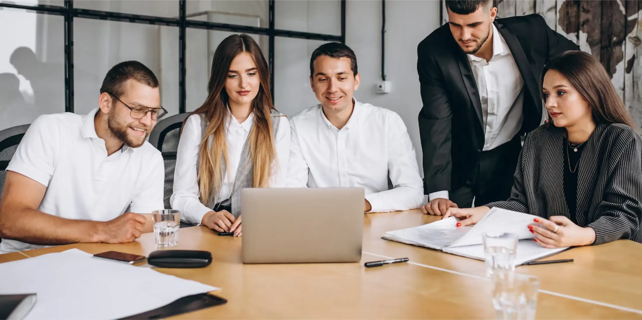 The team working together in the office