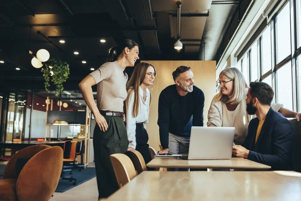 A team meeting around a table