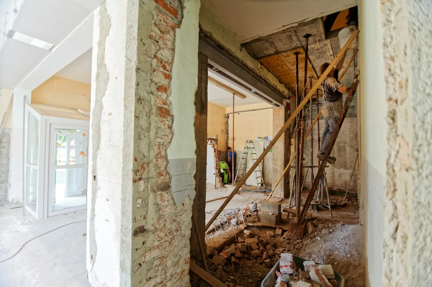 A room stripped back for renovation