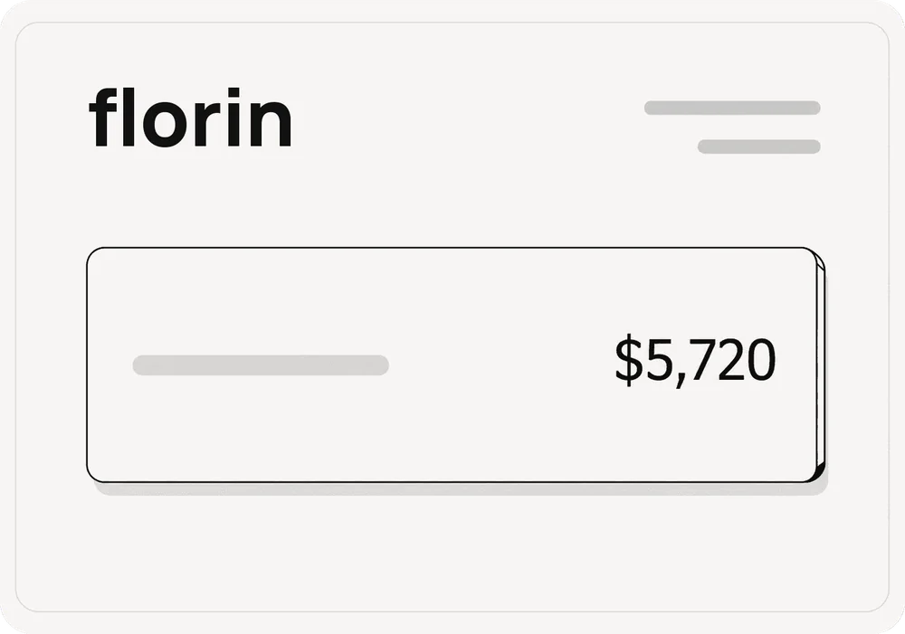 A Florin invoice card for $5,720