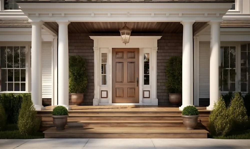 A columned house entrance