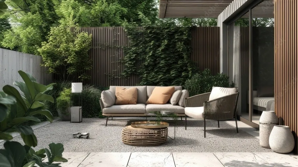 A garden terrace lounge