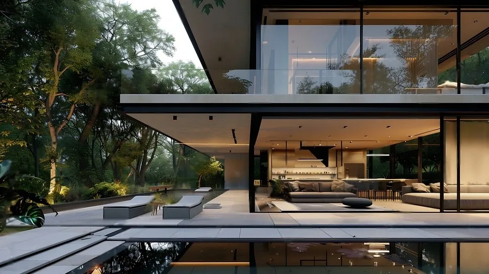 A modern house over the water