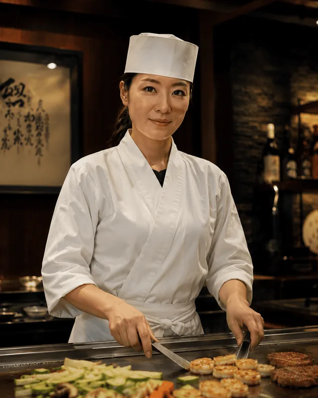 Aiko Tanaka at the grill counter