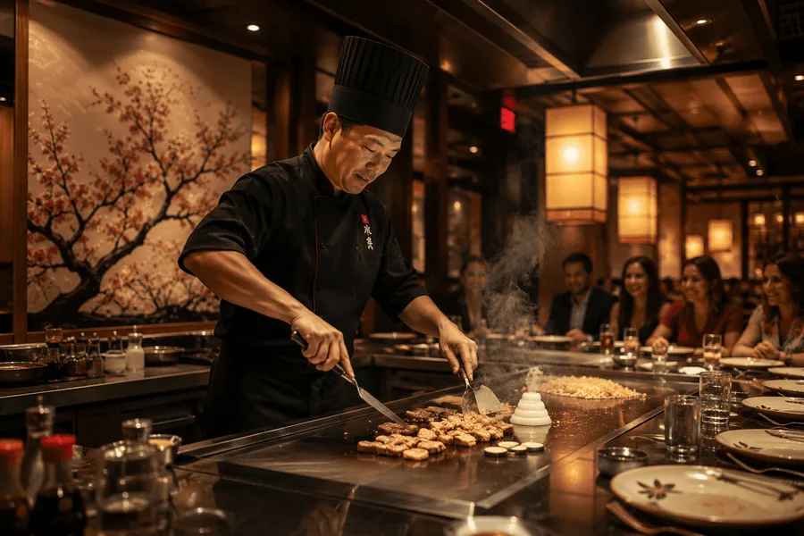A chef at the counter of a private dining studio