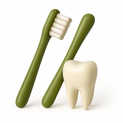 A toothbrush and a tooth, dental hygiene illustration