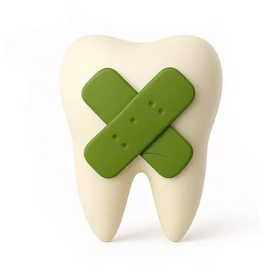 A tooth with a plaster, dental treatment illustration