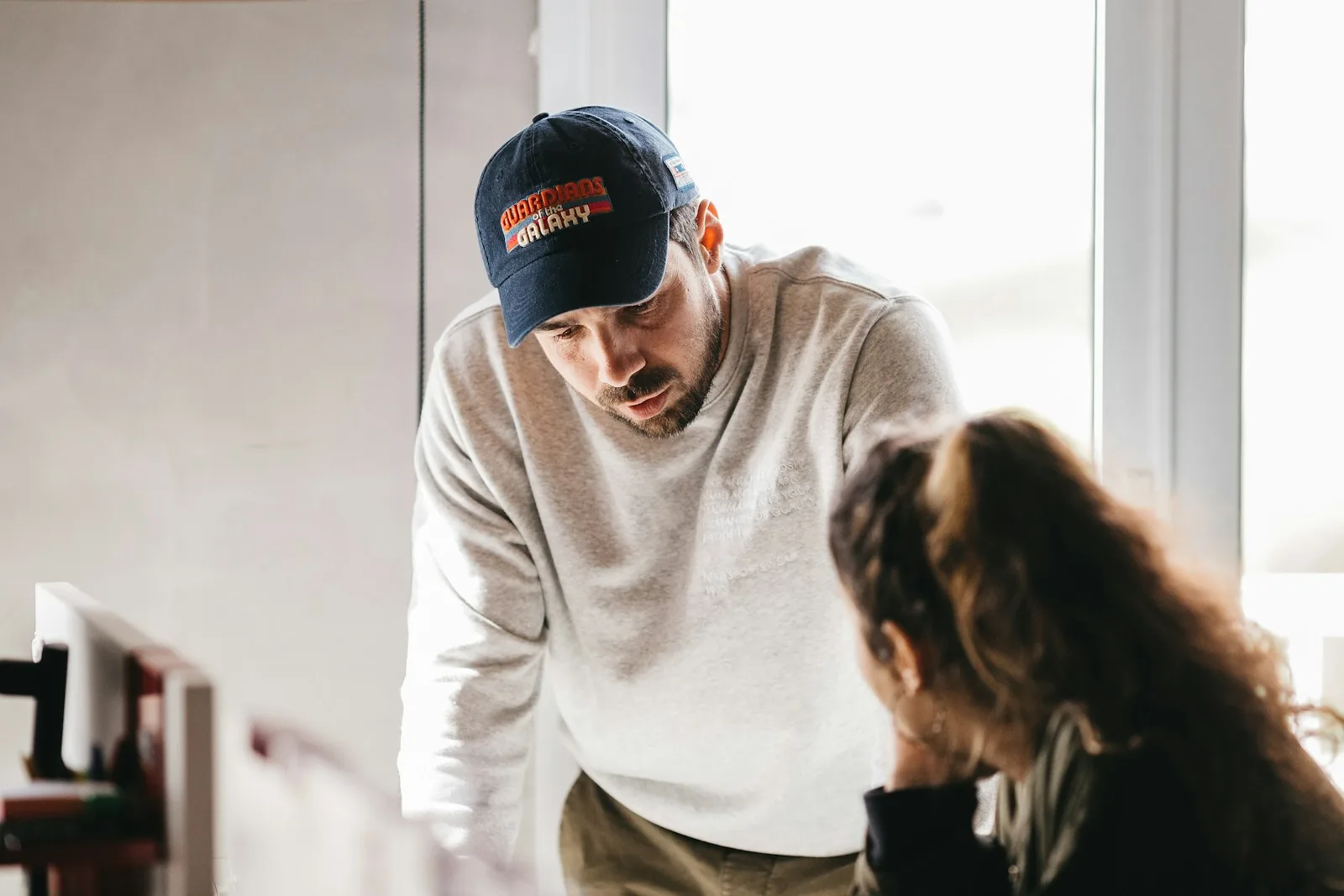 A Keystead professional reviewing a job with a homeowner