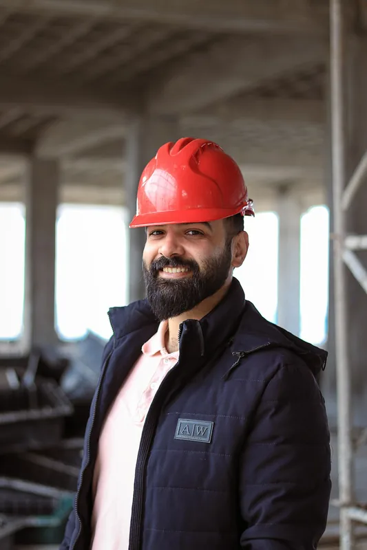 James Carter in a red hard hat
