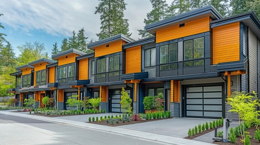 A row of new townhouses