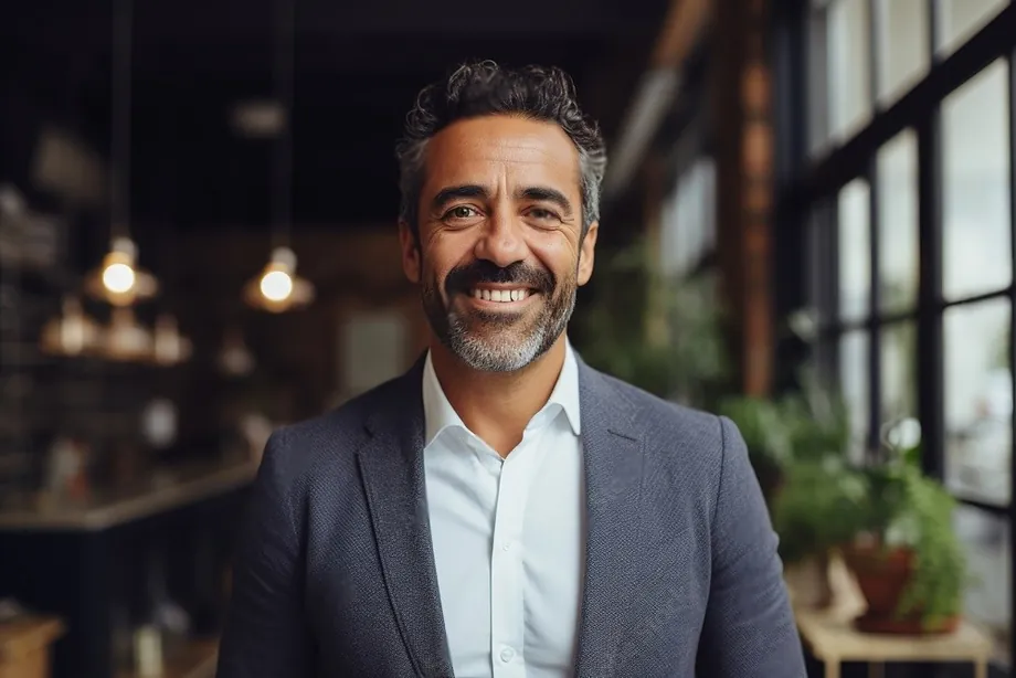 A smiling man in a suit