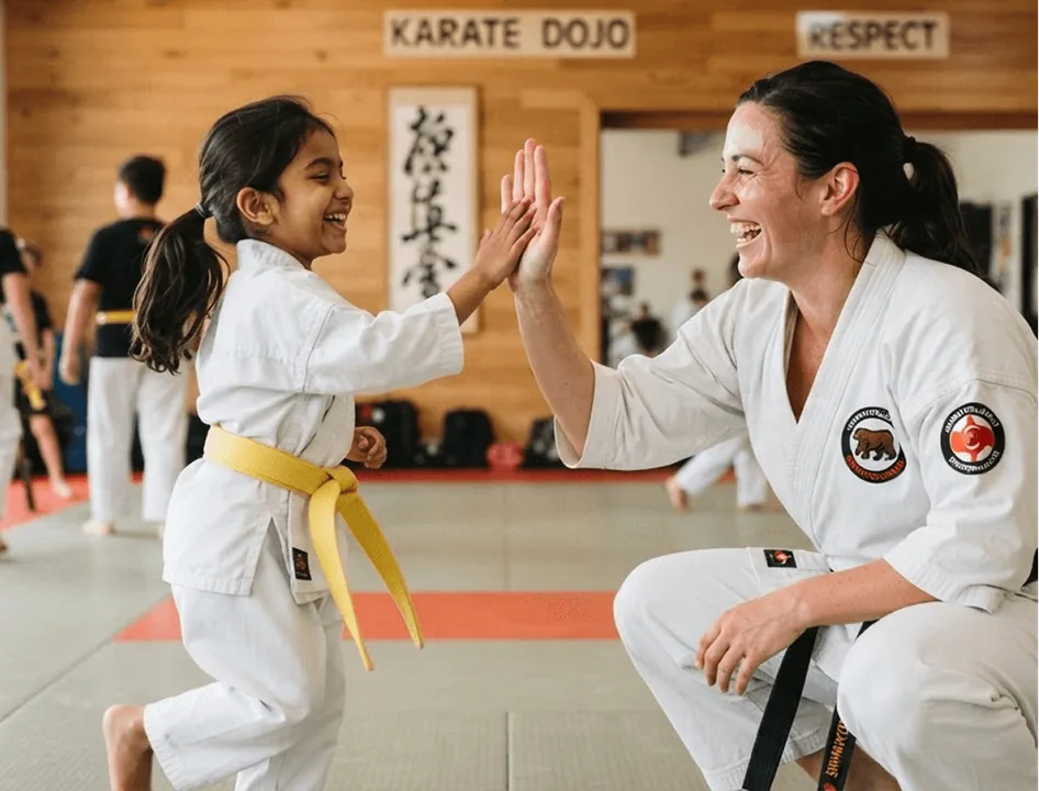 A coach giving a young student a high five
