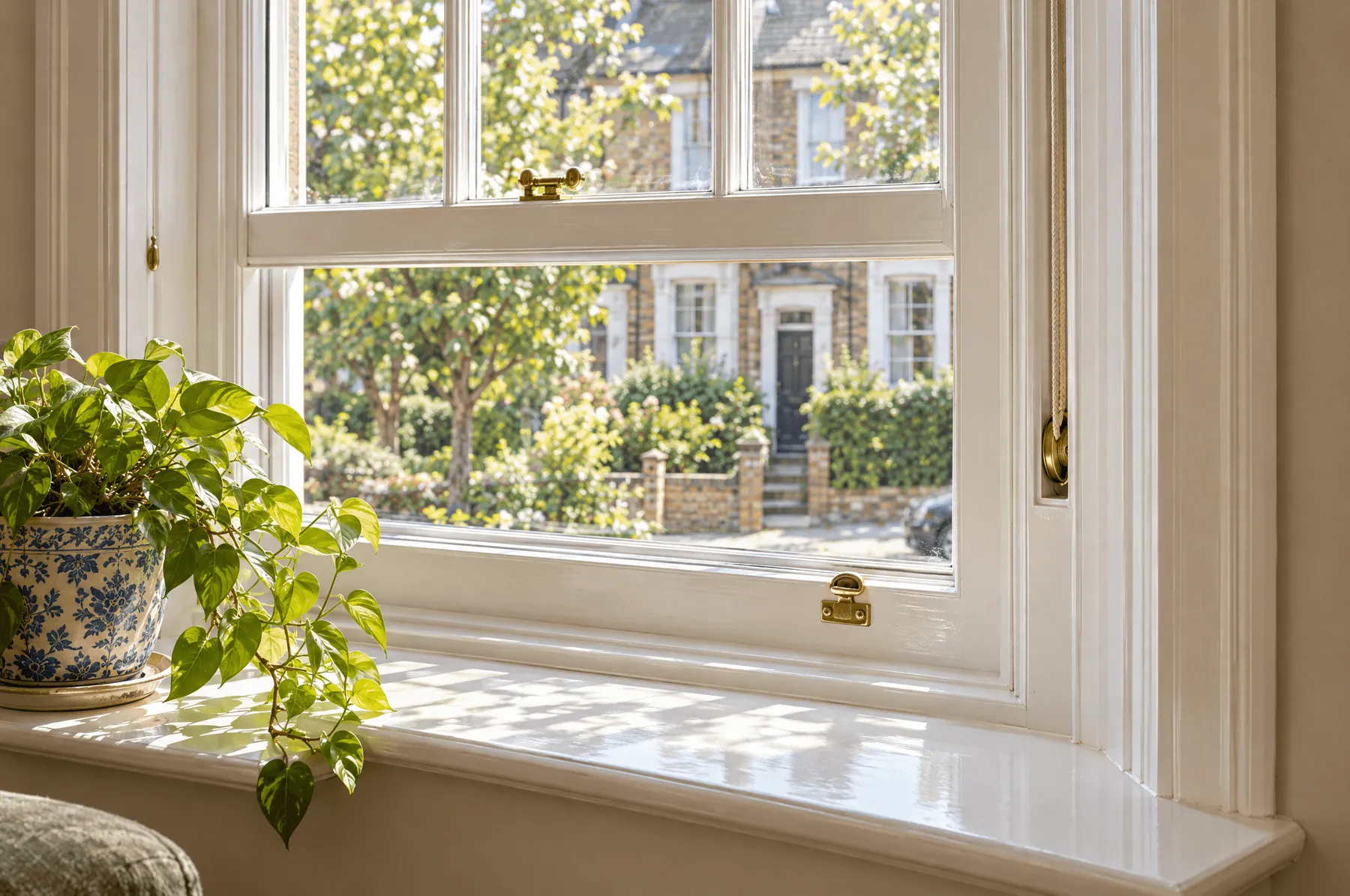 Lower sash raised on new cords on Mill Street