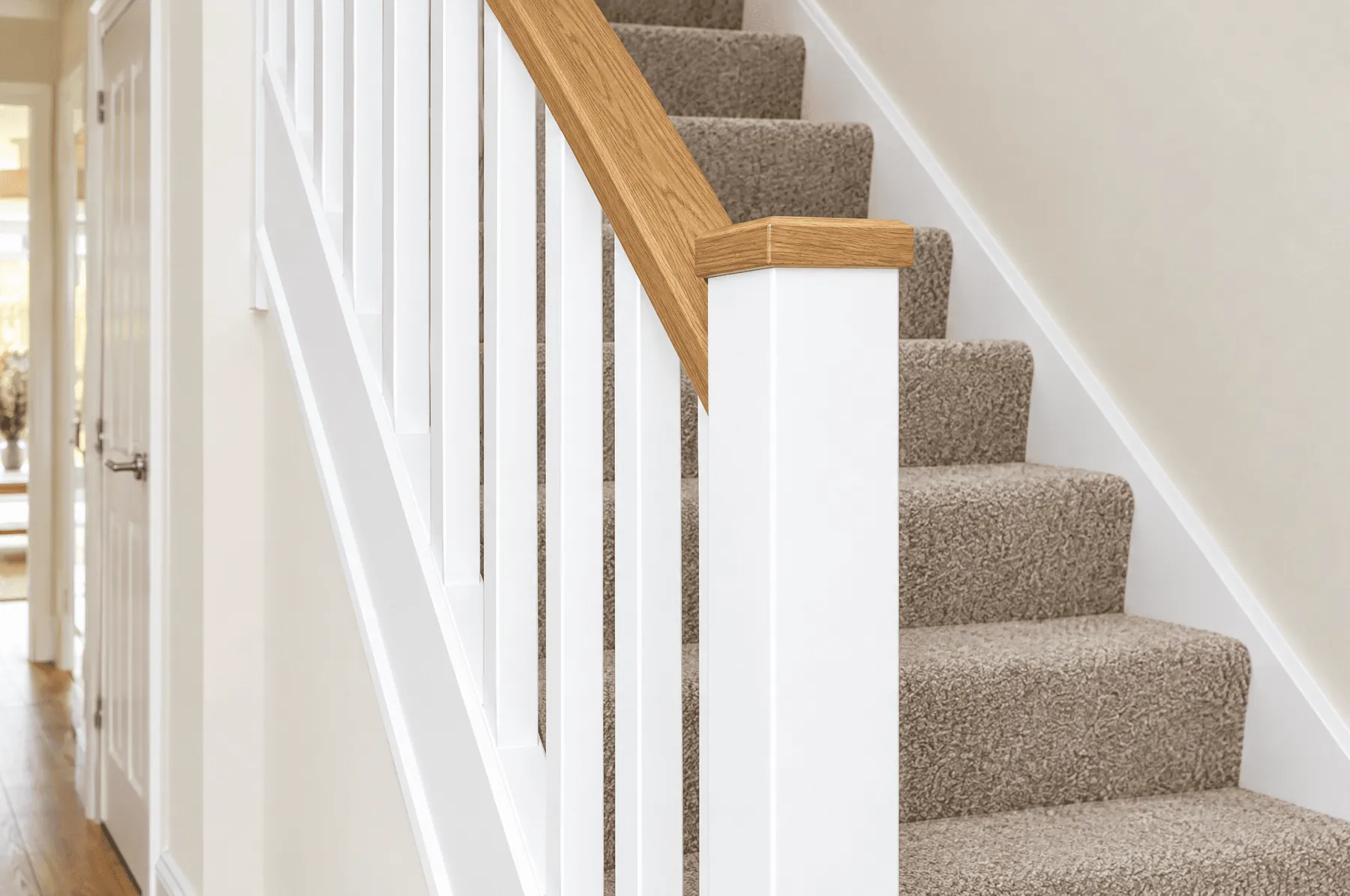 Painted spindles and oak handrail on the Westcombe staircase