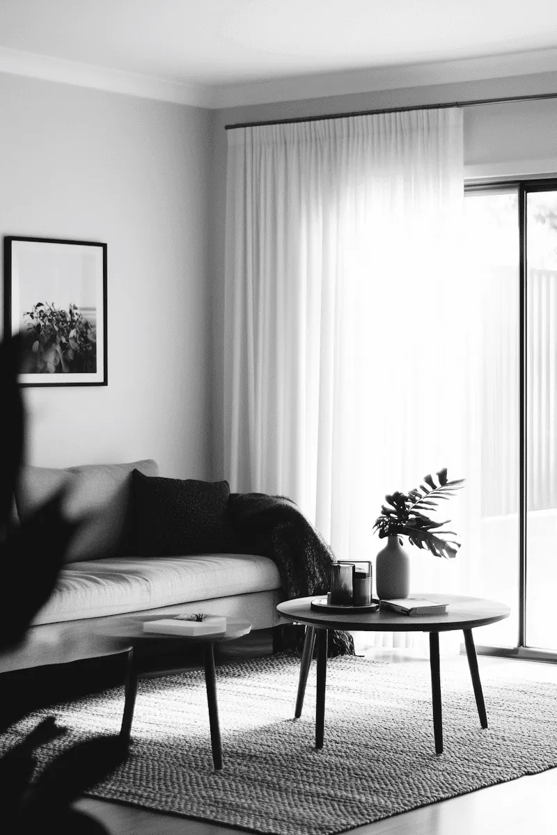 A lounge under a curved concrete ceiling
