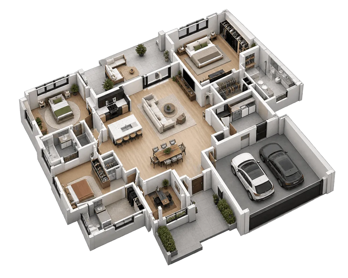 Verve Loft: a cut-away 3D floor plan, view 1 of 3