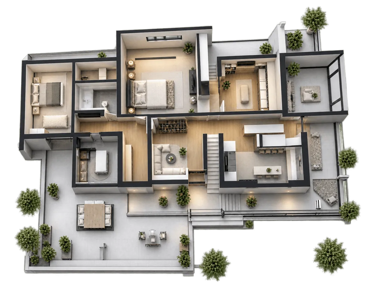 Verve Loft: a cut-away 3D floor plan, view 2 of 3