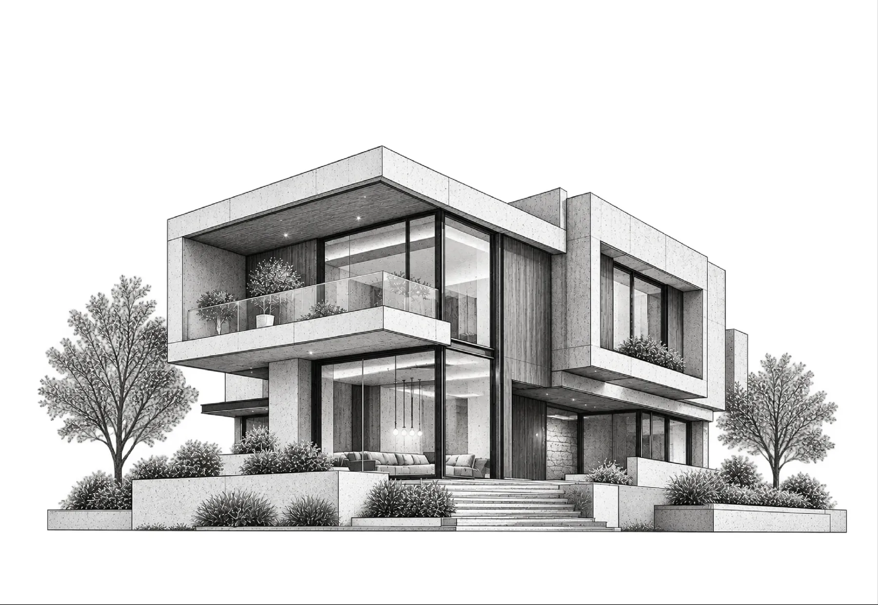 Cedar Rise: a two-storey house with deep overhangs