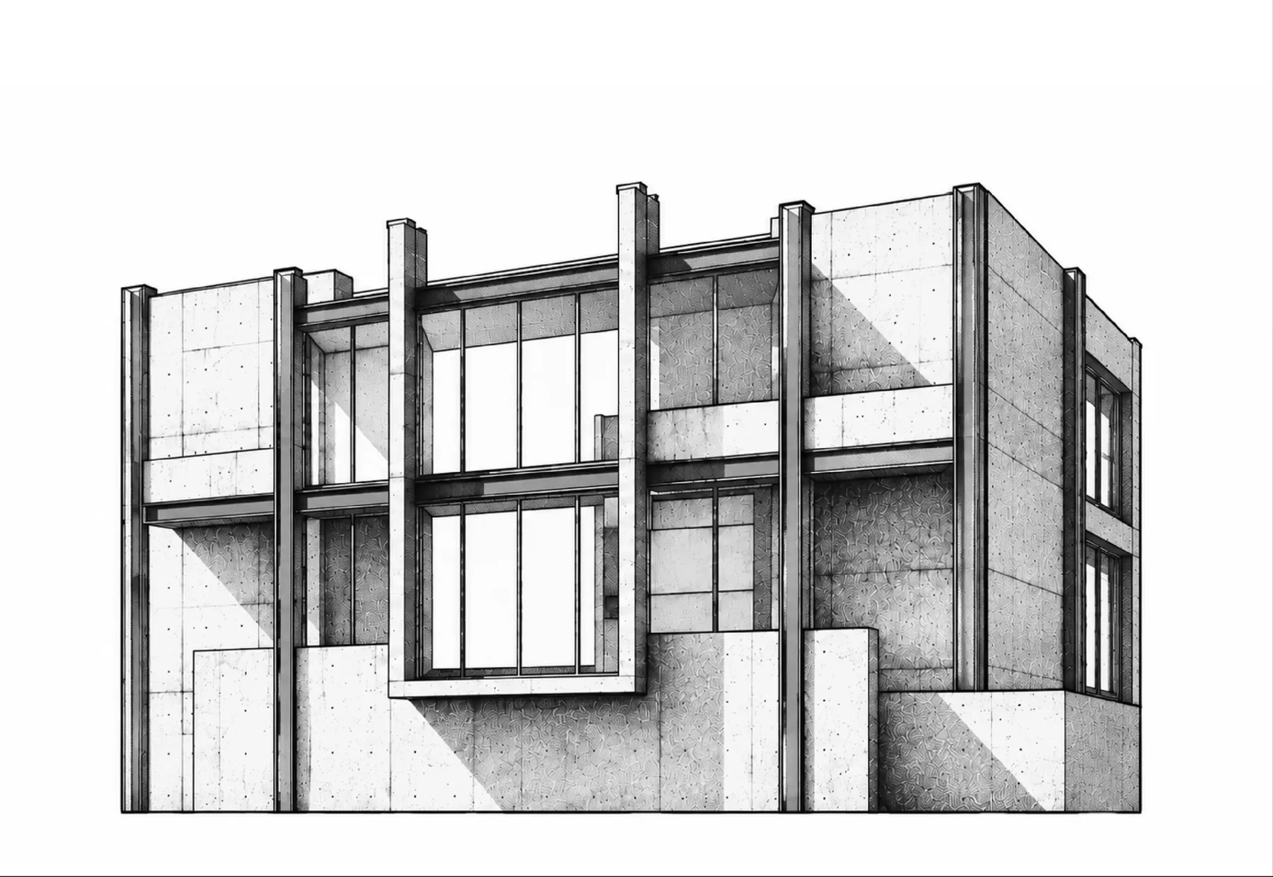 Pine Haven: a house of concrete columns and tall windows