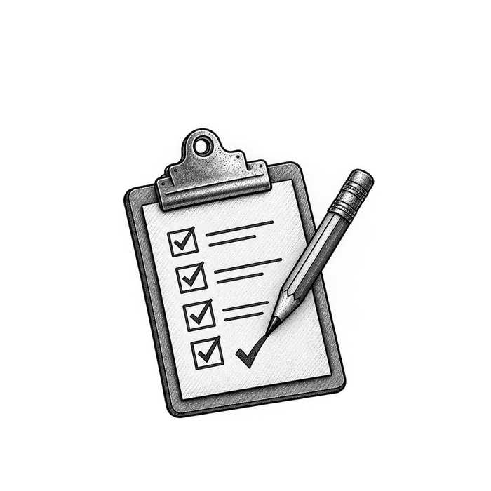 Drawing of a checklist on a clipboard