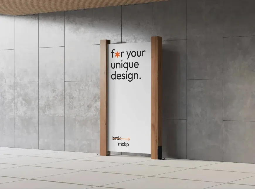 A "for your unique design" poster on a concrete wall
