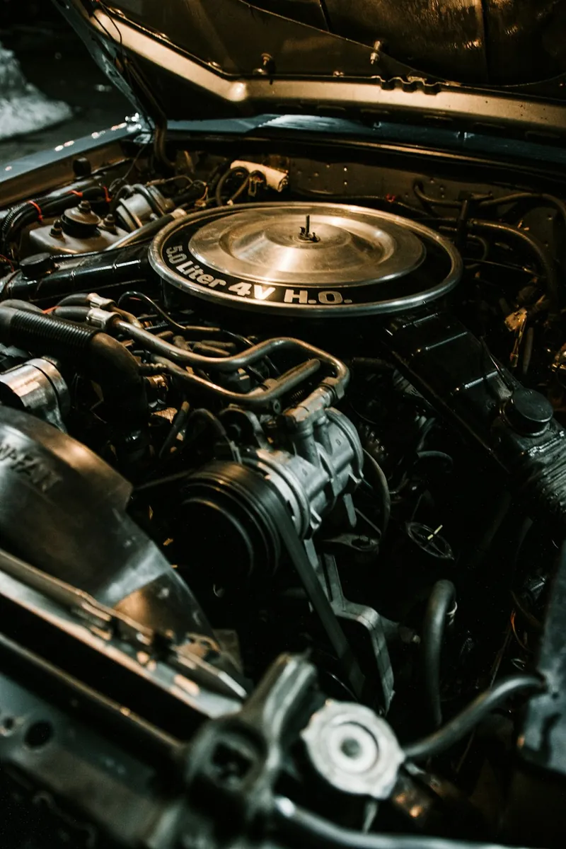 A close-up of a car engine bay