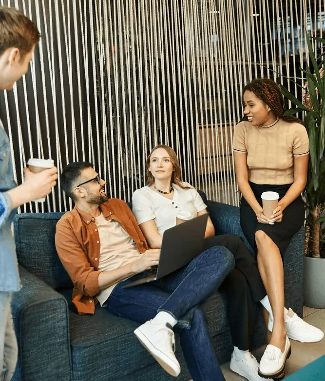 Colleagues relaxing in a lounge