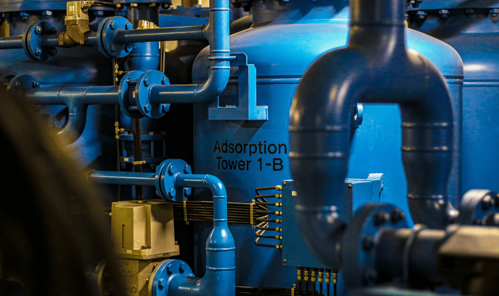 Blue water treatment tanks and pipework