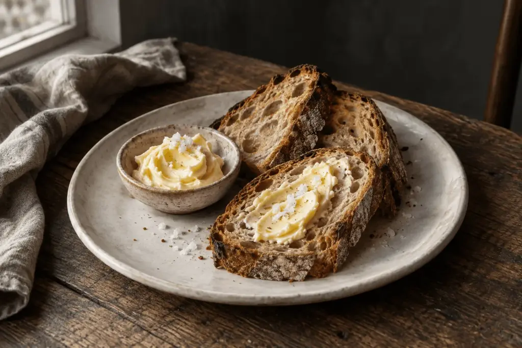 Sourdough bread with cultured butter