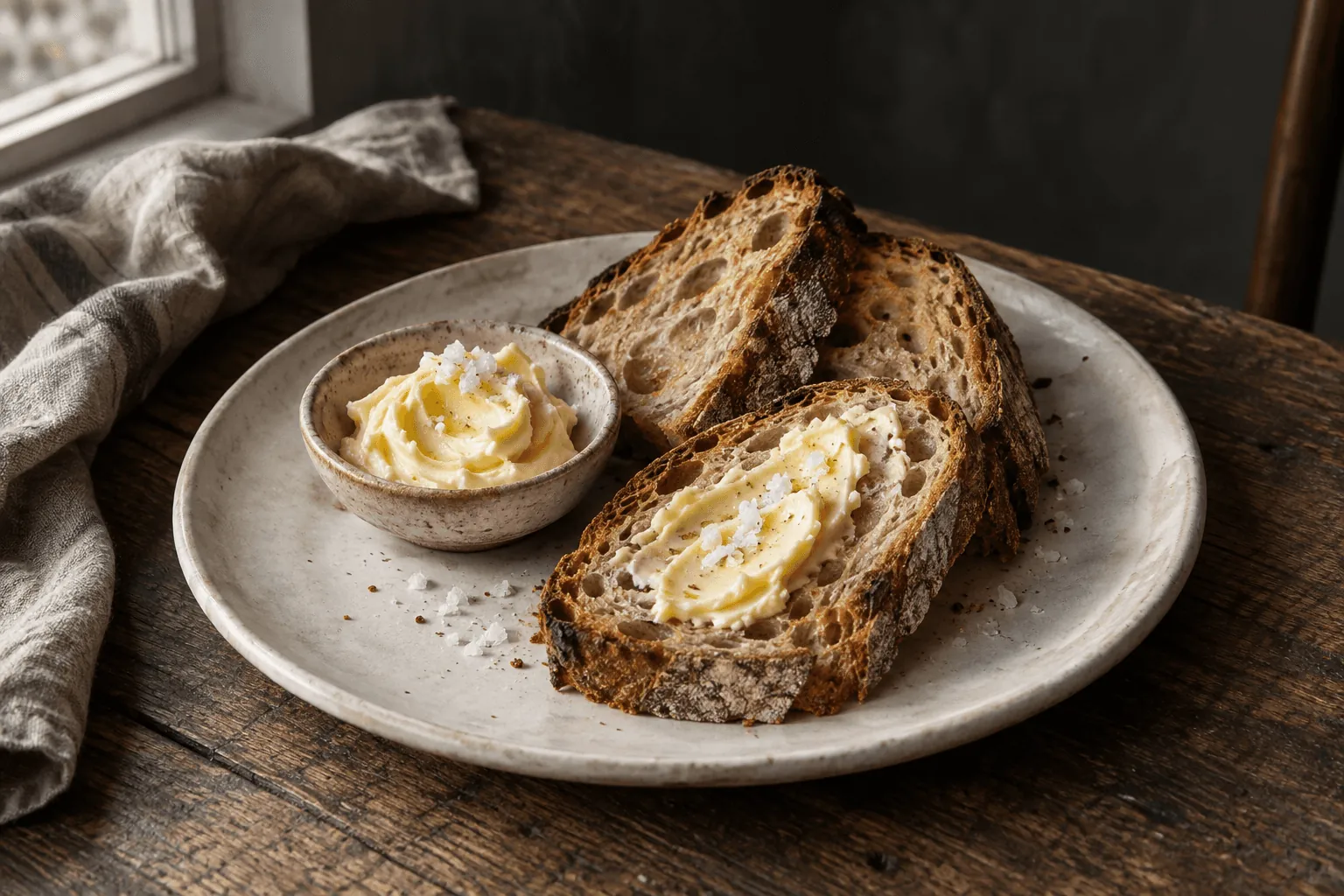 Sourdough bread with cultured butter