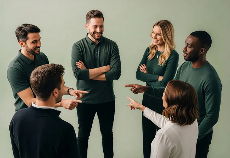 A team talking together in the office