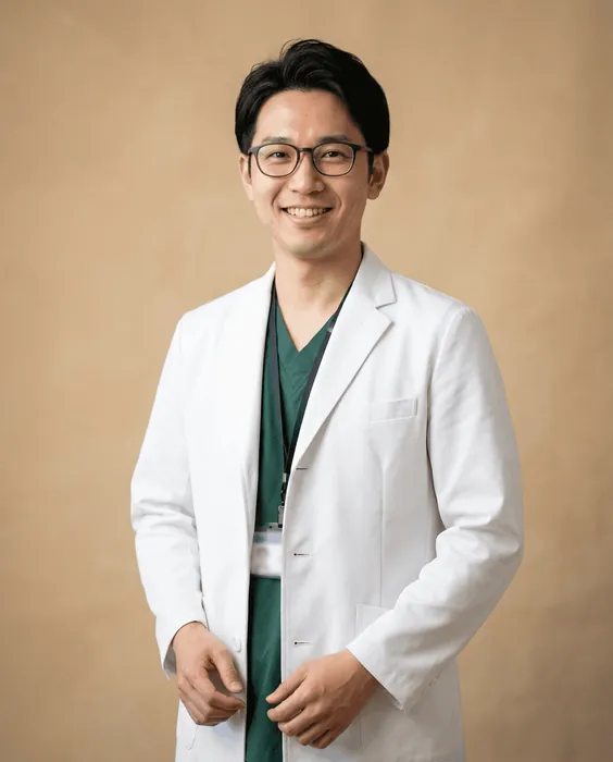 Dr. Noah Kim in a white coat