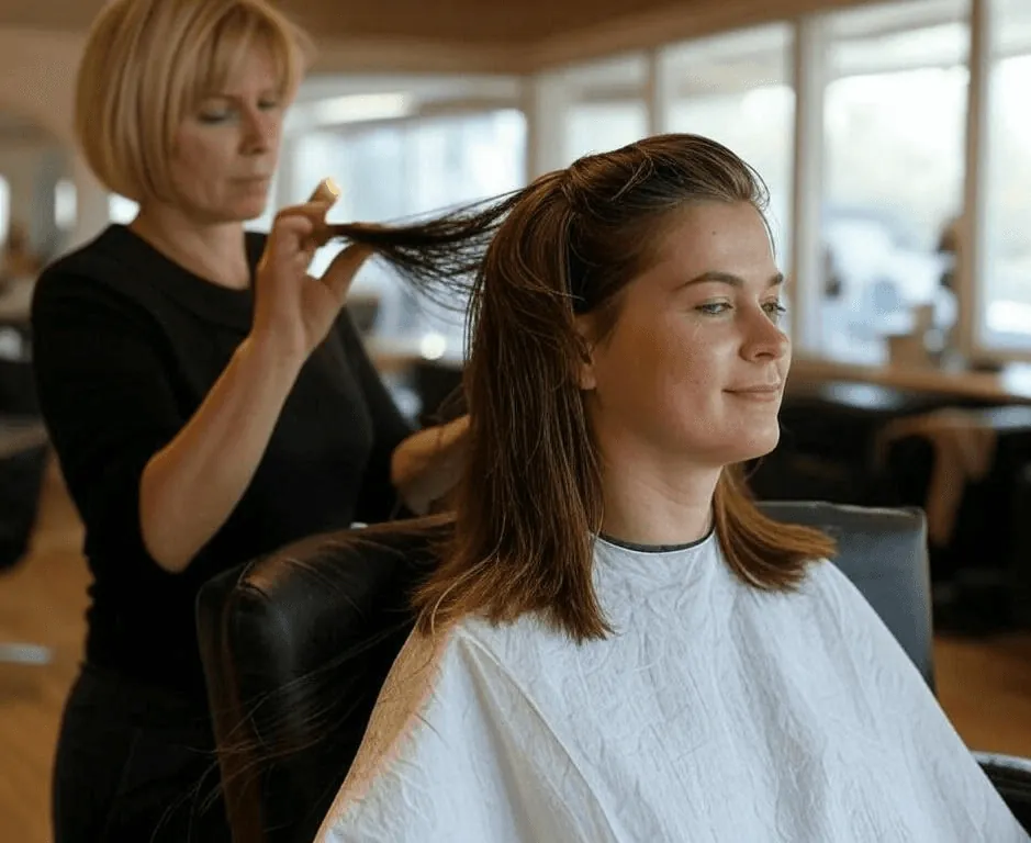 A stylist sectioning a client’s hair in the salon