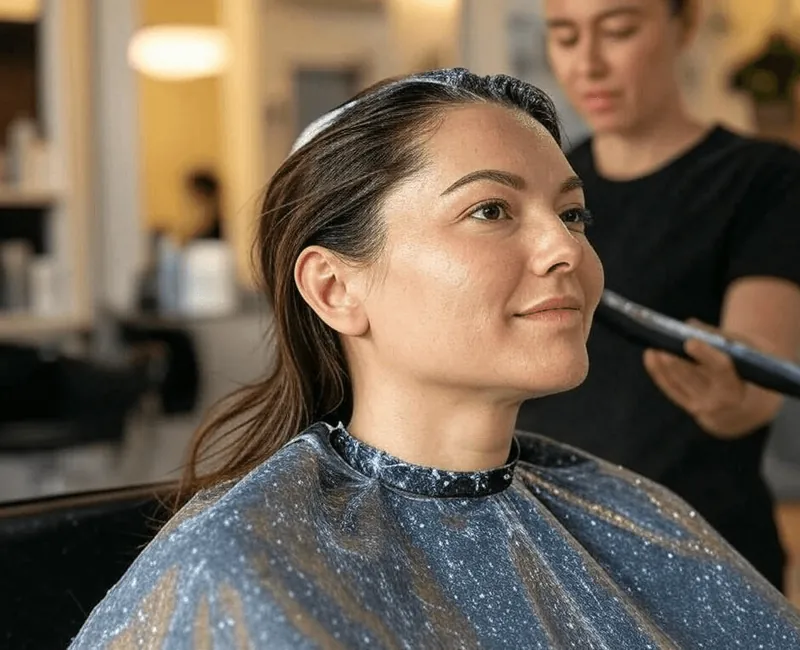 Hair color being applied in the salon
